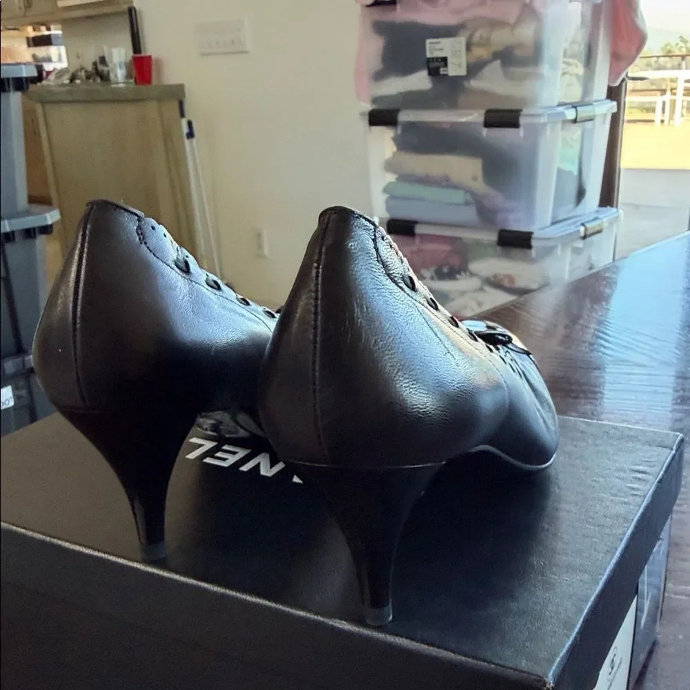 CHANEL Black Patent Leather Heels